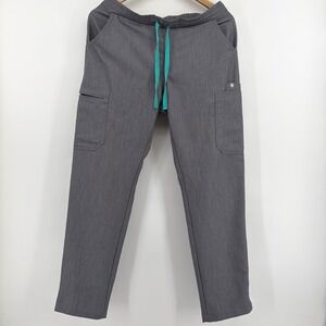 FIGS Technical Collection Scrub Pants Women Small Gray Teal Drawstring TW2000R